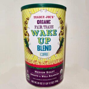 NEW Trader Joe's Organic Fair Trade Wake Up Blend Coffee 28 oz Whole Bean Medium